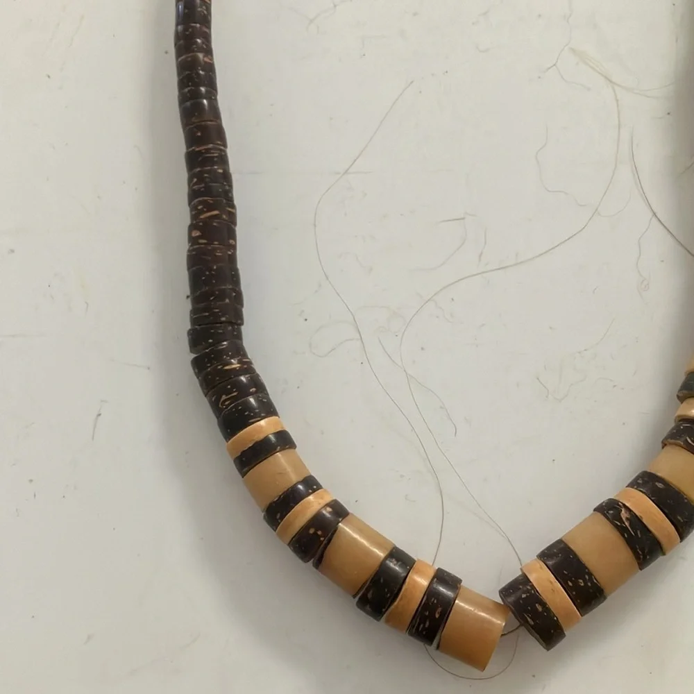 Brown and Tan wooden Beaded Necklace